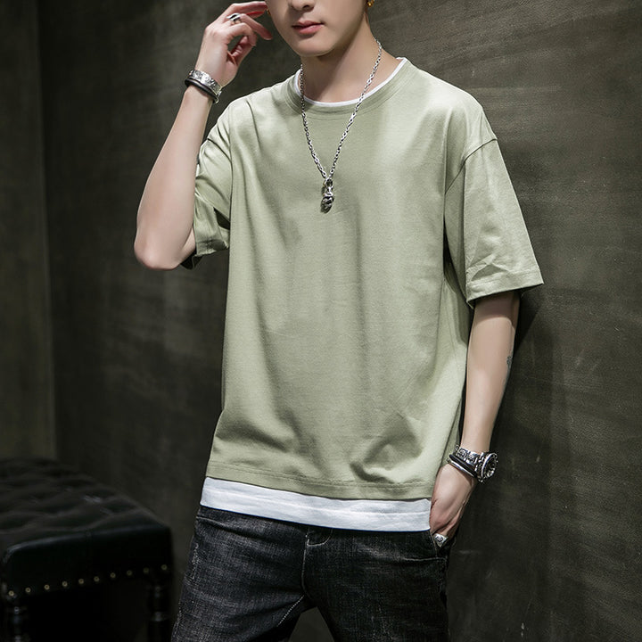Herren lässiges oversized T-Shirt mit kontrastierendem Untersetzer Echoarchiv