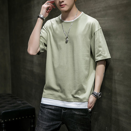 Herren lässiges oversized T-Shirt mit kontrastierendem Untersetzer Echoarchiv