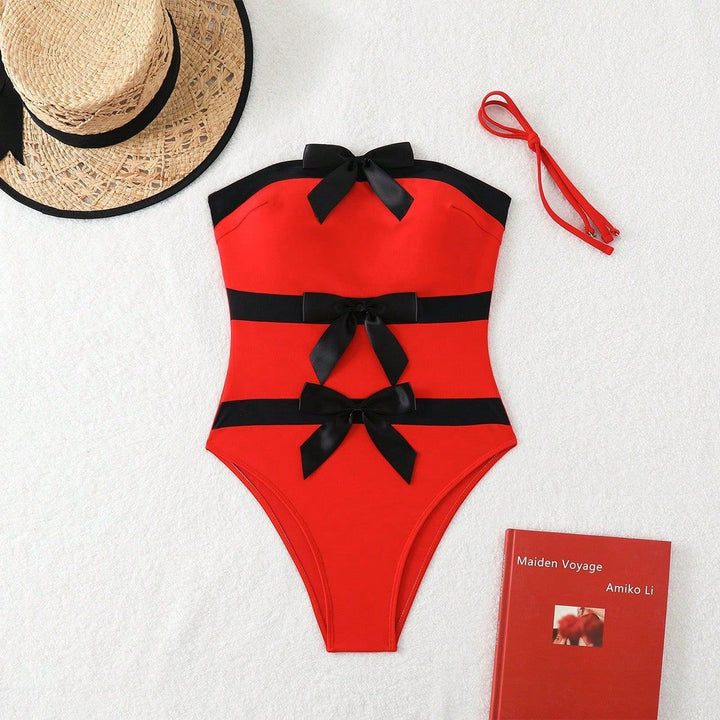 Damen Bandeau-Badeanzug mit dekorativen Schleifen Echo Archiv