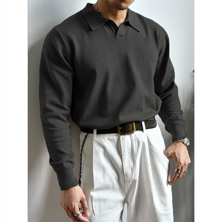 Unisex Oversized Polokragen-Feinstrickpullover mit weitem Schnitt Echoarchiv