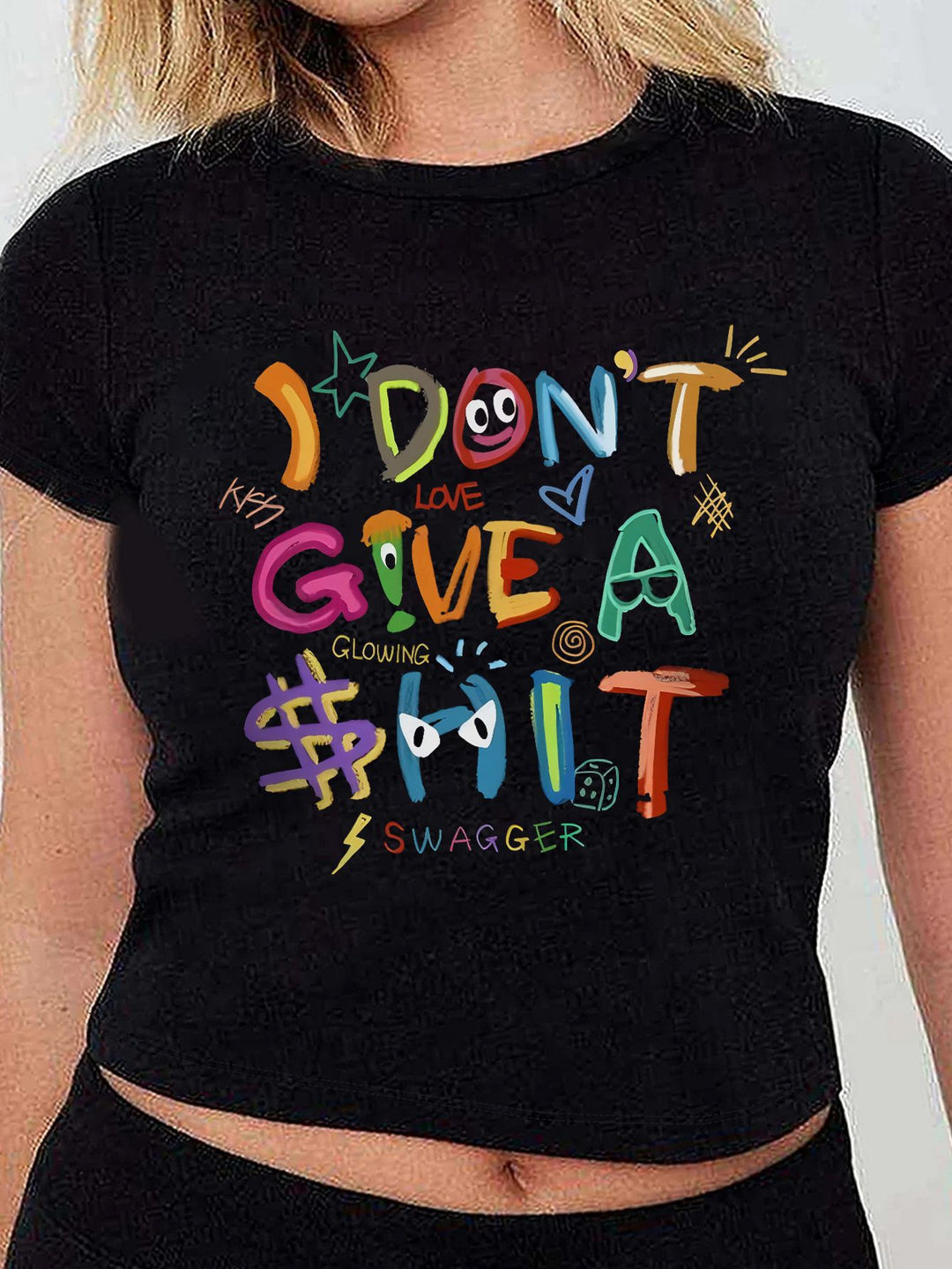 Damen Crop-T-Shirt mit inspirierendem Statementdruck Echo Archiv