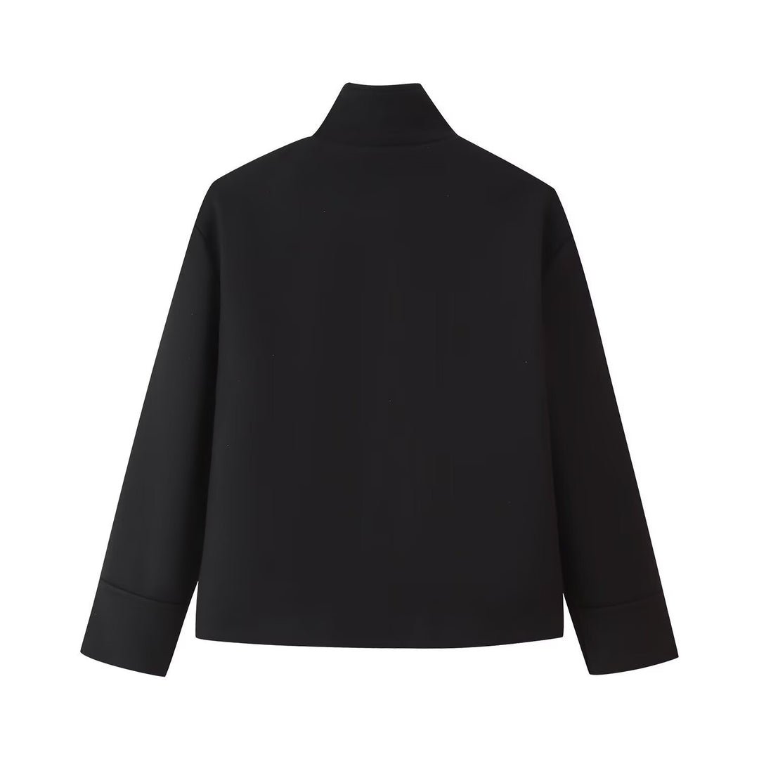 Damen Kurze kastige Jacke mit Stehkragen und durchgehender Knopfleiste Echo Archiv
