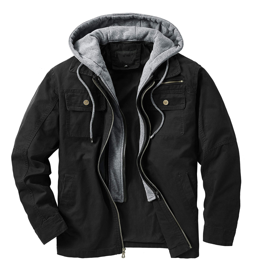 Herren vielseitige Utility-Jacke mit abnehmbarer Kapuze und praktischem Innenfutter Echoarchiv