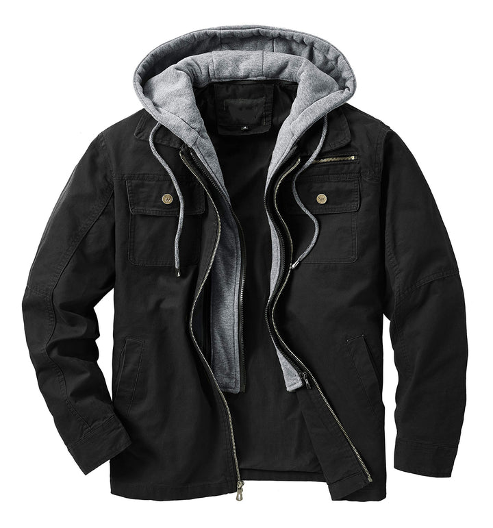 Herren vielseitige Utility-Jacke mit abnehmbarer Kapuze und praktischem Innenfutter Echoarchiv