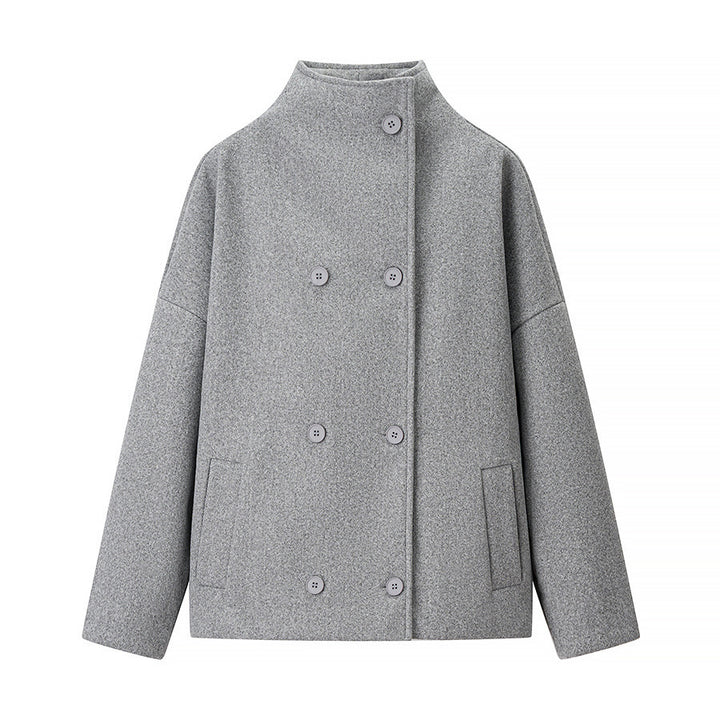 Damen Boxy Wollmix-Cabanjacke mit Stehkragen und überschnittenen Schultern Echo Archiv