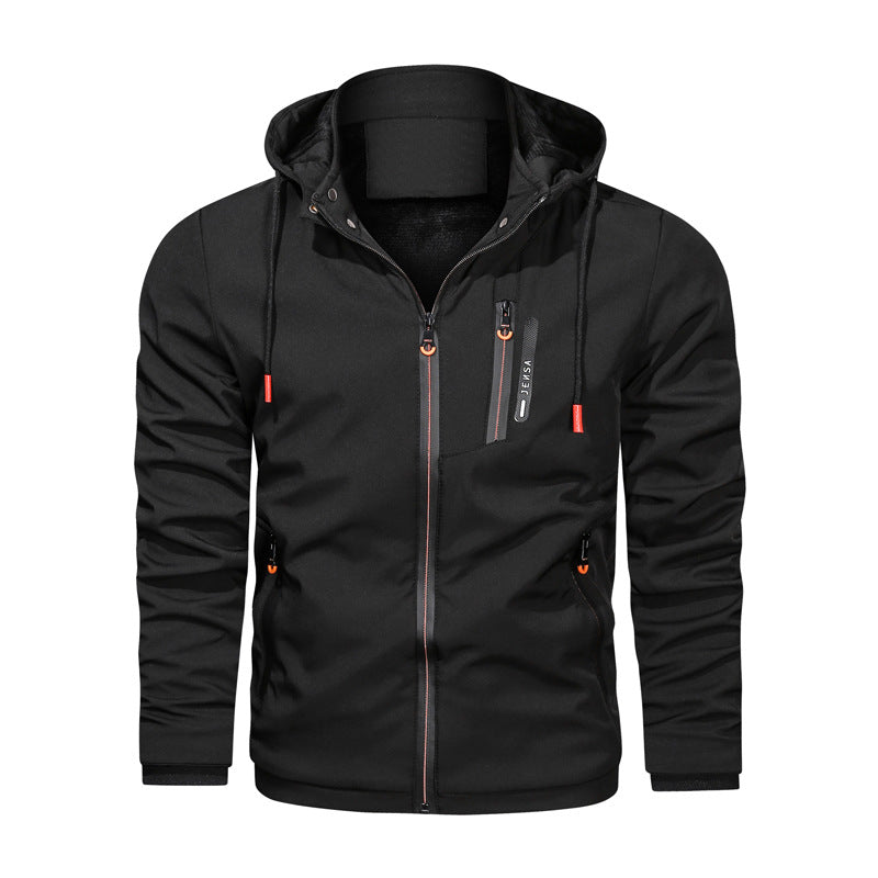 Herren sportliche Funktionsjacke mit verstellbarer Kapuze und atmungsaktivem Material Echoarchiv