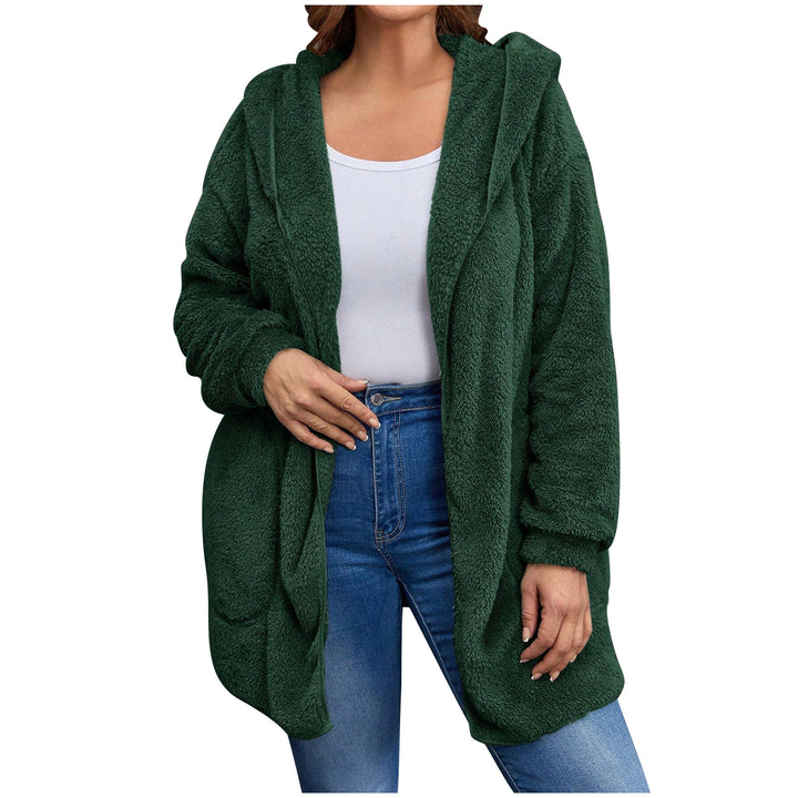 Damen nan kuschelige Teddy-Fleece Kapuzenjacke mit großen Eingrifftaschen und entspannter Silhouette Echo Archiv