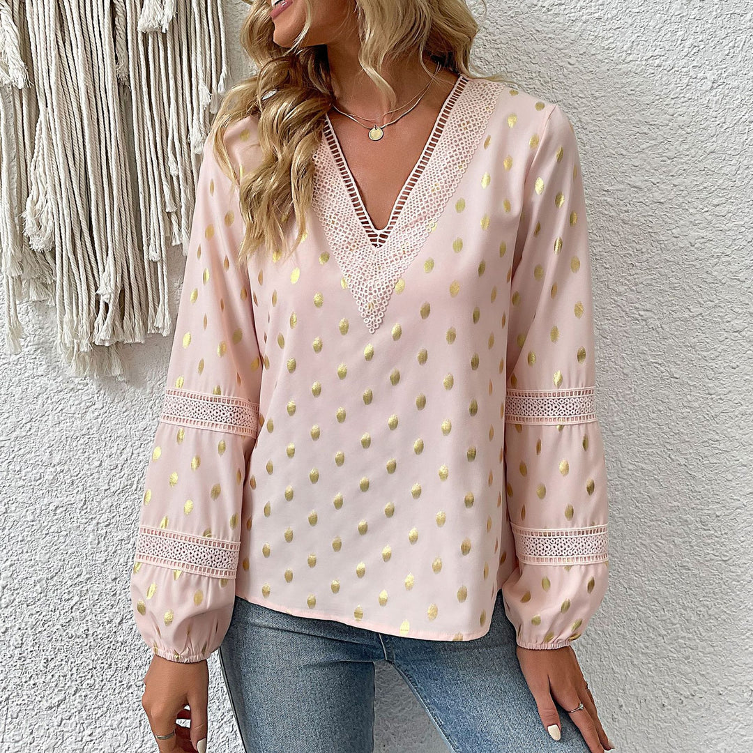 Damen Elegantes Blusenshirt mit Rüschen und Gold-Details Echo Archiv