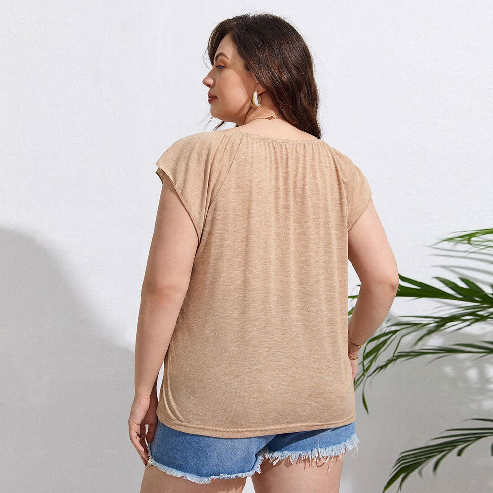 Damen lässiges Viskose-Oberteil mit lässigem Schnitt und elegantem V-Ausschnitt Echo Archiv