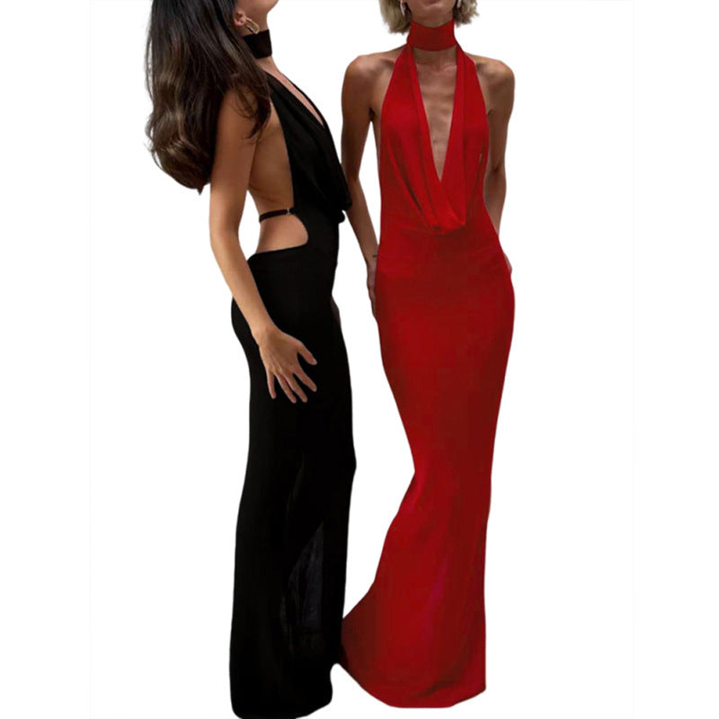 Damen Elegantes Abendkleid mit schimmerndem tiefem V-Ausschnitt und figurschmeichelnder Silhouette Echo Archiv