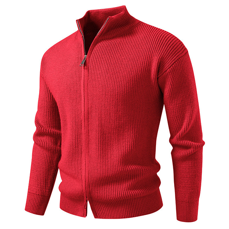 Herren Strickjacke mit hohem Kragen und durchgehender Reißverschluss Echoarchiv