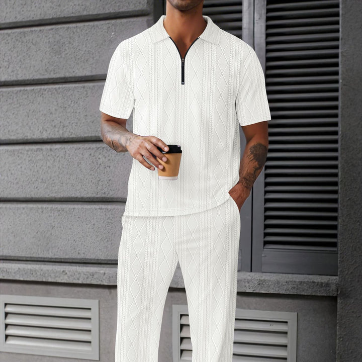 Herren elegantes Freizeit-Set mit Reißverschluss und strukturiertem Design Echoarchiv