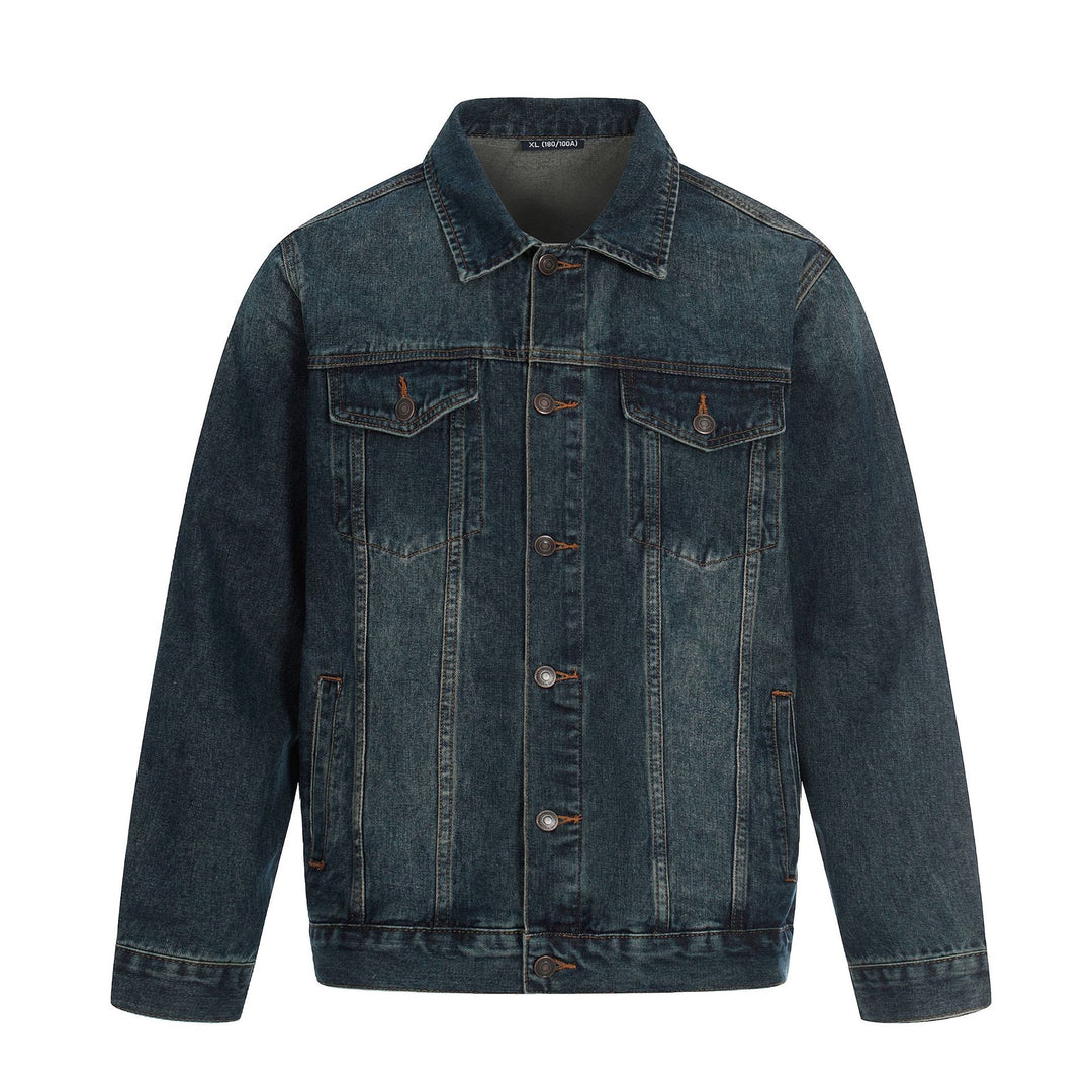 Herren Jeansjacke im Used-Effekt mit Pattentaschen und geradem Schnitt Echoarchiv