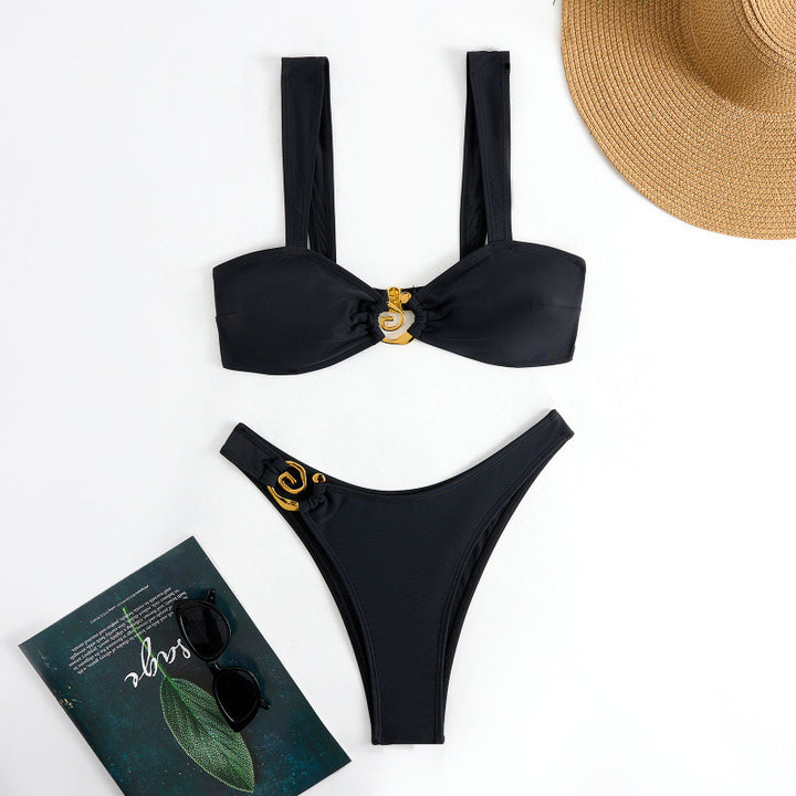 Damen Bikini-Set mit breiten Trägern und modischem Golddetail Echo Archiv