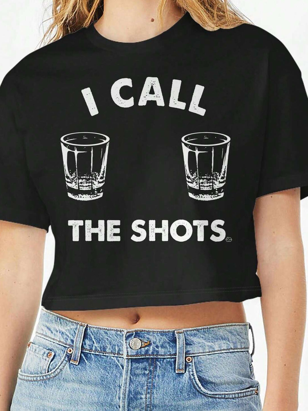 Damen Crop-Top mit auffälligem Schriftzug Echo Archiv