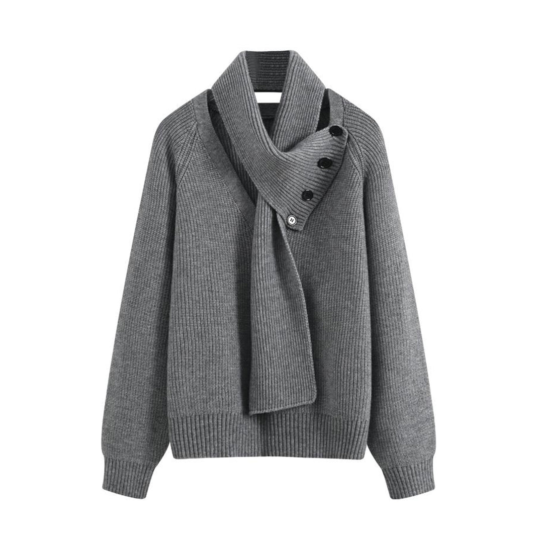 Damen Grobstrickpullover mit asymmetrischem Kragen Echoarchiv