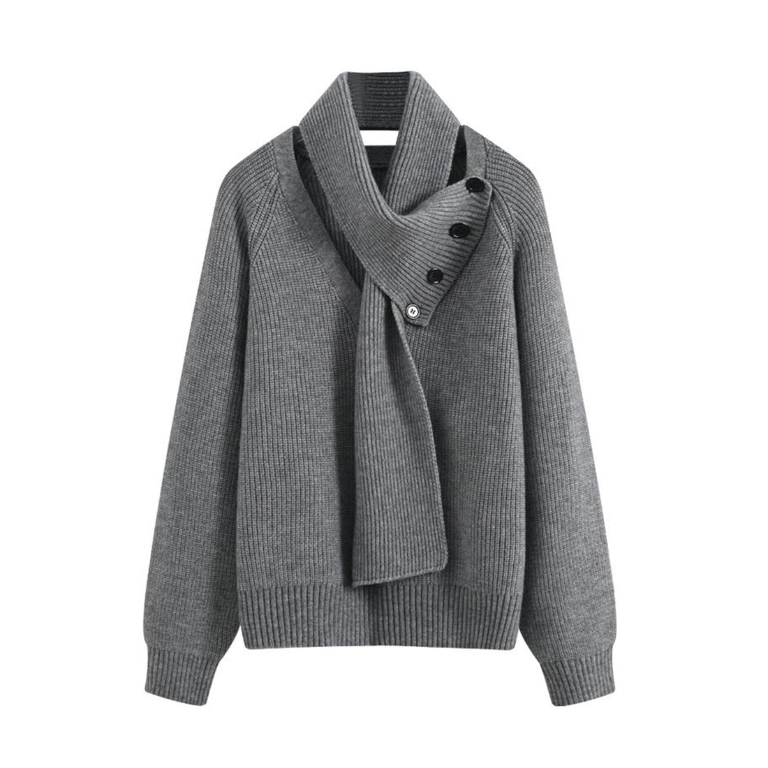 Damen Grobstrickpullover mit asymmetrischem Kragen Echoarchiv
