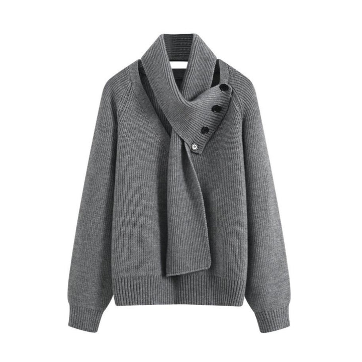 Damen Grobstrickpullover mit asymmetrischem Kragen Echoarchiv