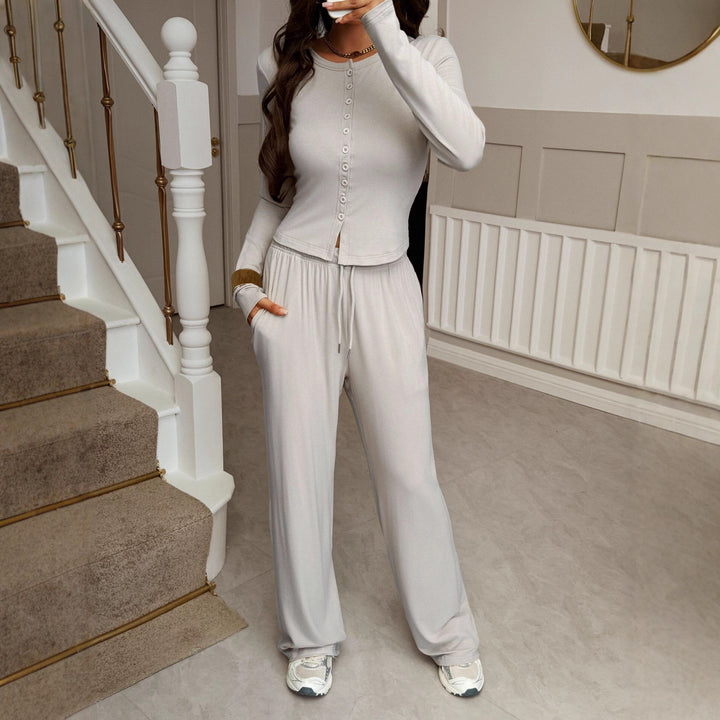 Damen cropped Kapuzen-Sweatjacke mit Tunnelzug und hochgeschnittener Palazzo-Hose – Auréline
