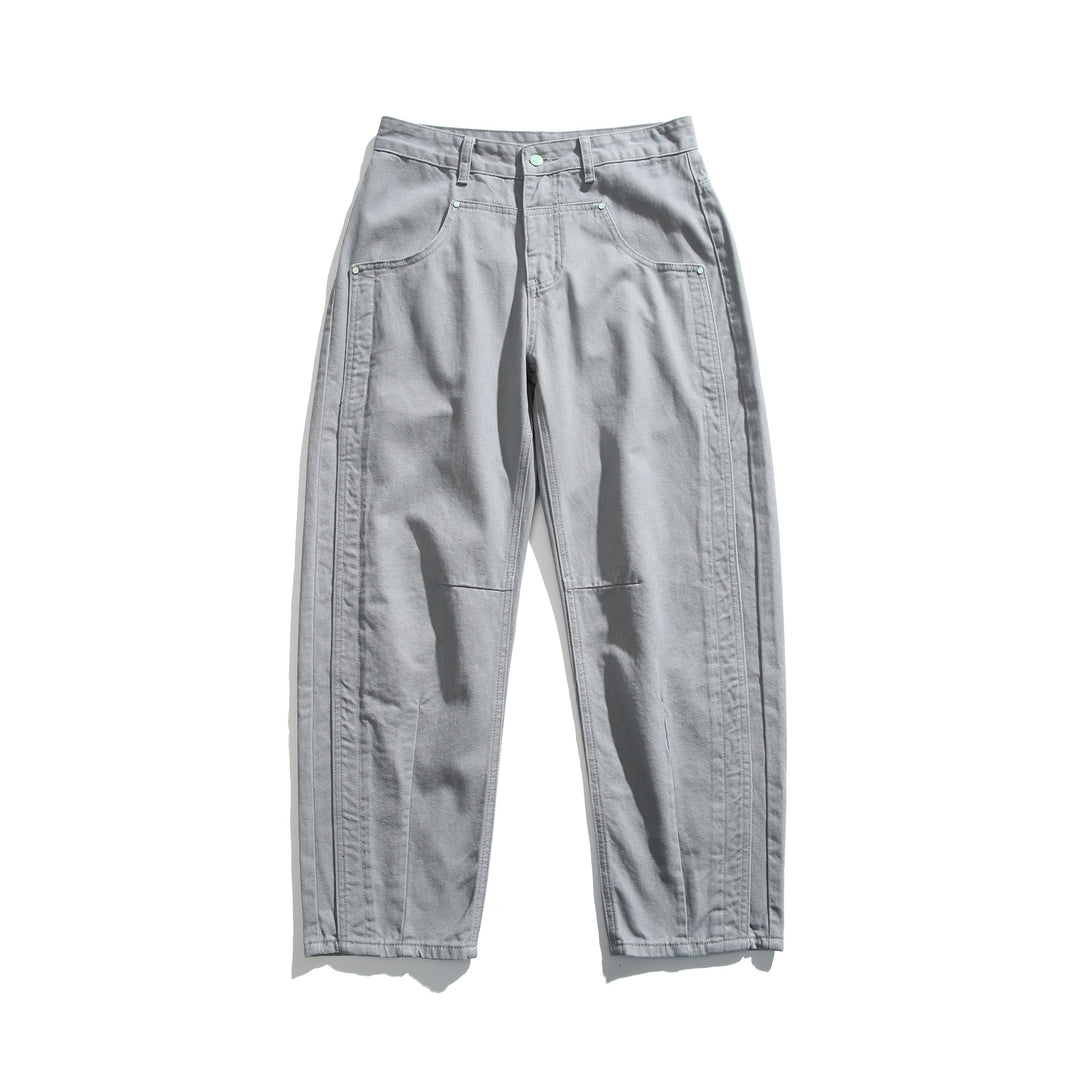 Damen Utility-Hose mit hoher Taille, geradem Bein und Ziernähten Echoarchiv