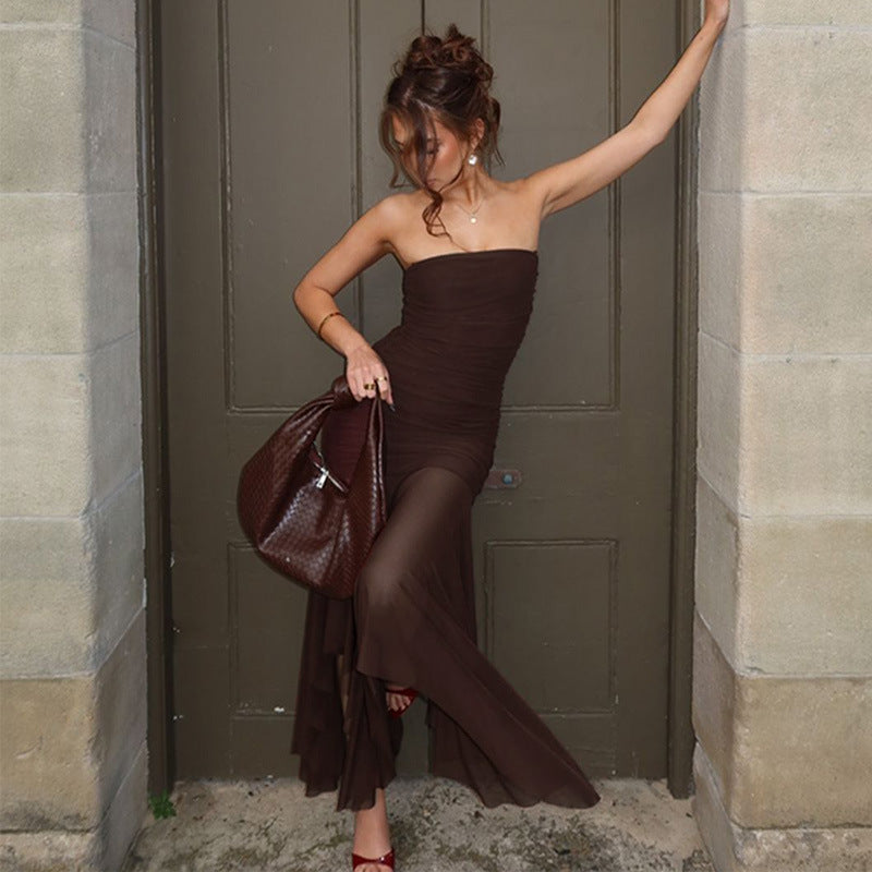 Damen Longdress mit raffinierten Falten und elegantem Chiffon-Einsatz Echo Archiv