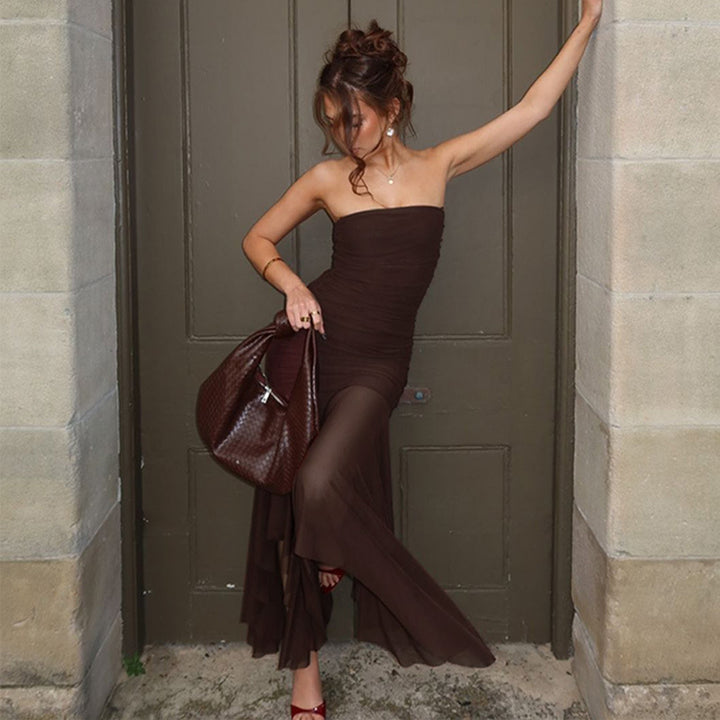 Damen Longdress mit raffinierten Falten und elegantem Chiffon-Einsatz Echo Archiv