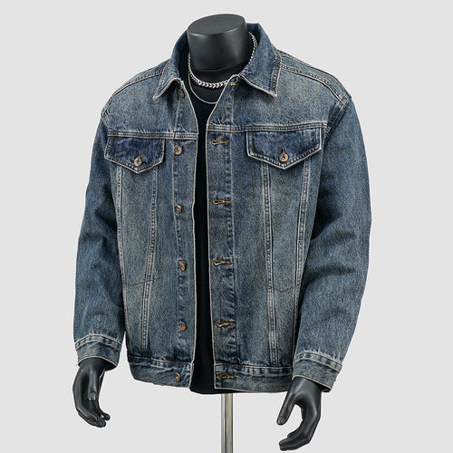 Damen Oversized Jeansjacke mit Stehkragen, Reißverschluss und elastischem Saum Echoarchiv