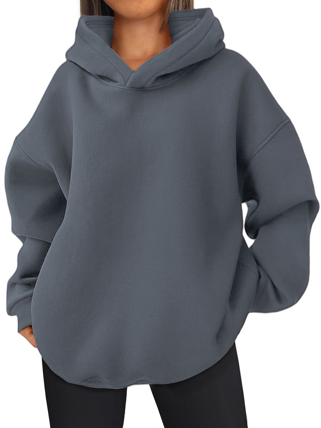 Damen nan kastiger Kapuzenpullover mit doppellagiger Kapuze, überschnittener Schulter und längerem Rückenteil Echo Archiv