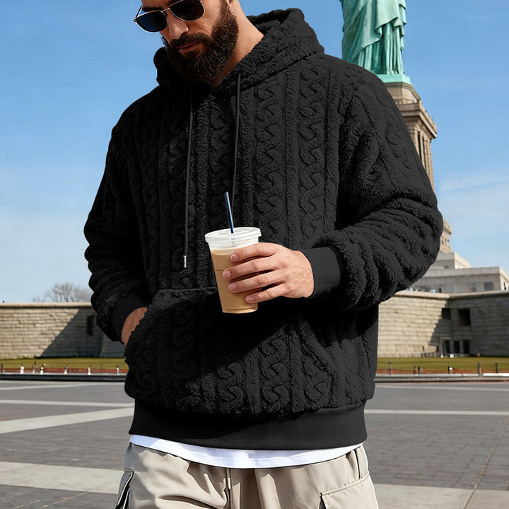 Herren Gefütterter Sherpa‑Hoodie mit Zopfmuster und Kapuze – Cavarno