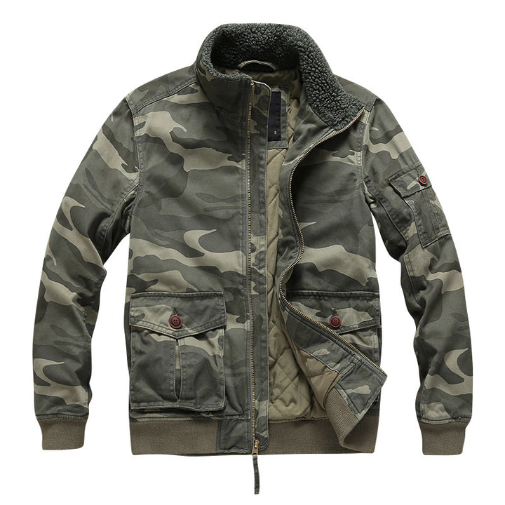 Herren Gefütterte Utility-Fieldjacke mit Teddykragen und Mehrfachtaschen Echoarchiv
