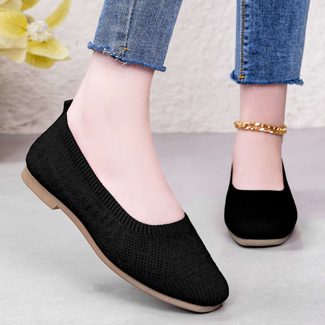 Damen nan gestrickte Ballerina-Slip-On Komfortballerina mit nahtlosem Sockeneinstieg und flexibler Leichtsohle Echo Archiv