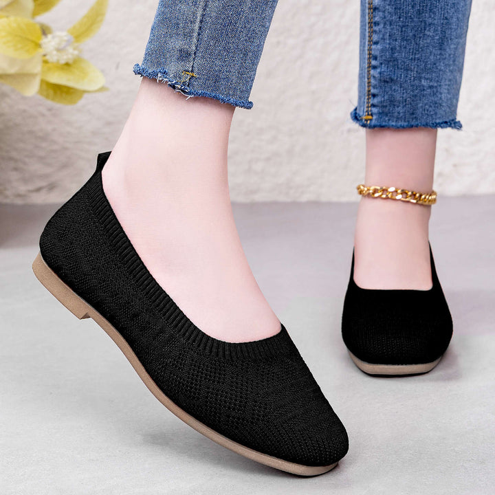 Damen nan gestrickte Ballerina-Slip-On Komfortballerina mit nahtlosem Sockeneinstieg und flexibler Leichtsohle Echo Archiv