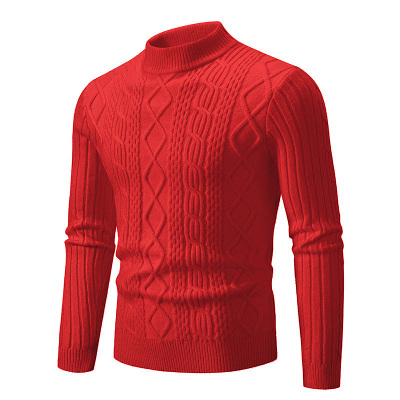 Herren nan gerippter Zopfmuster-Rollkragenpullover Slim Fit Echo Archiv