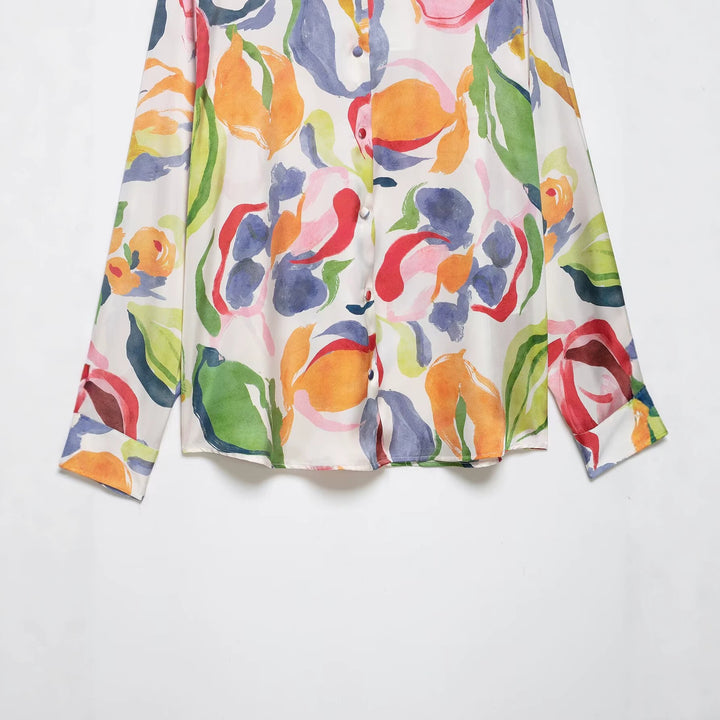 Damen Seidenoptik-Bluse mit Aquarell-Blumenprint Echo Archiv