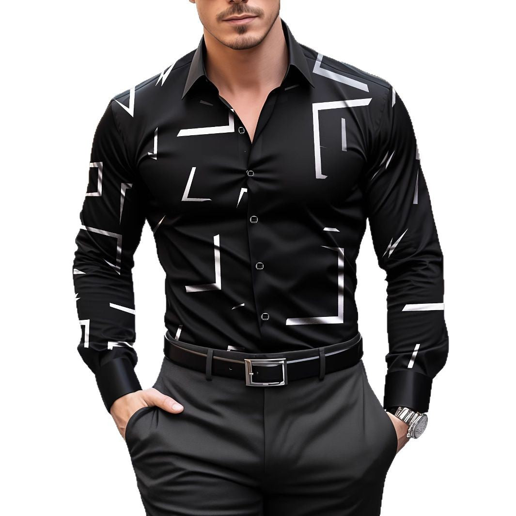Herren modisches Langarmhemd mit geometrischem Design Echoarchiv