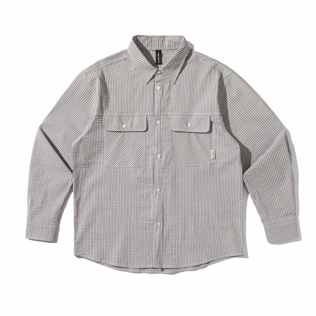 Herren Overshirt aus strukturierter Baumwolle mit aufgesetzten Brusttaschen Echoarchiv