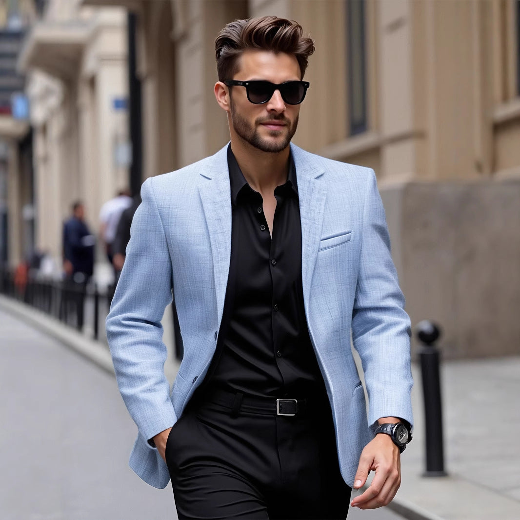 Herren eleganter Freizeit-Blazer mit komfortablem Schnitt und feiner Struktur Echoarchiv