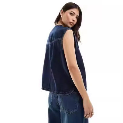 Damen Denim Bustier-Weste mit Schnürung Echo Archiv