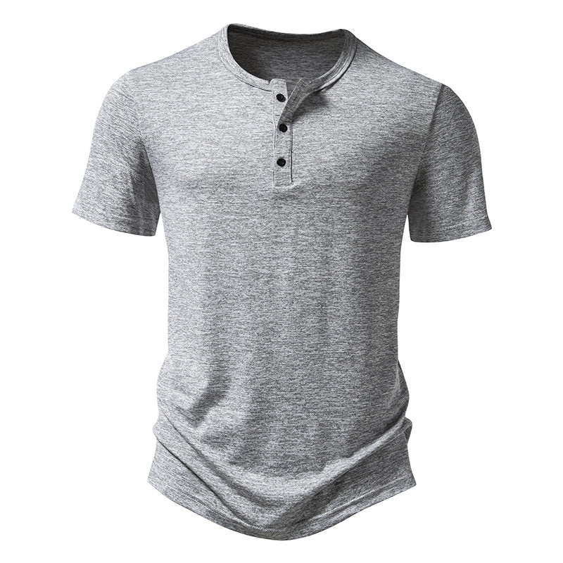Herren Kurzarm-Henley-T-Shirt mit hochwertiger Baumwolle Echoarchiv
