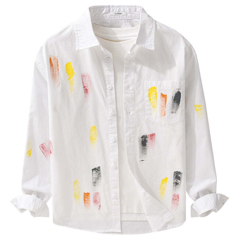 Unisex Bedrucktes Baumwoll-Overshirt im Künstlerprint mit Brusttasche Echoarchiv