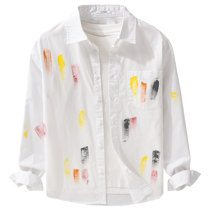 Unisex Bedrucktes Baumwoll-Overshirt im Künstlerprint mit Brusttasche Echoarchiv