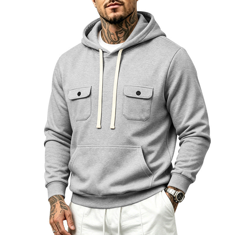 Herren Kapuzenpullover mit Brustklappen- und Kängurutasche Echoarchiv