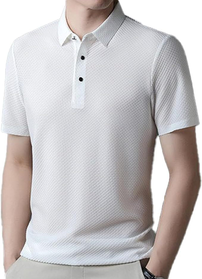 Herren Polohemd mit strukturiertem Design und atmungsaktiver Textur Echoarchiv