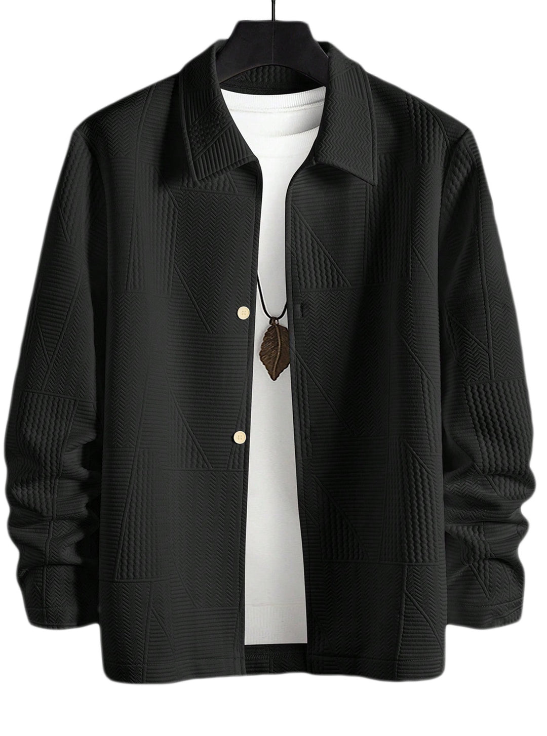 Herren nan strukturierte Shirtjacke im Patchwork-Relief mit Hemdkragen Echo Archiv