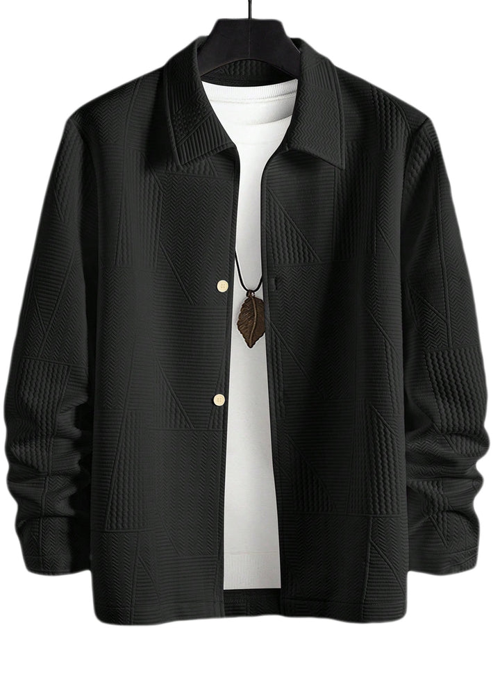 Herren nan strukturierte Shirtjacke im Patchwork-Relief mit Hemdkragen Echo Archiv