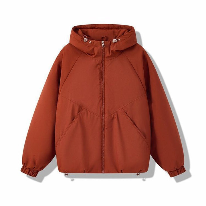 Damen Leicht wattierte Kapuzenjacke mit Raglanärmeln, elastischen Bündchen und verstellbarem Saum – Célinea