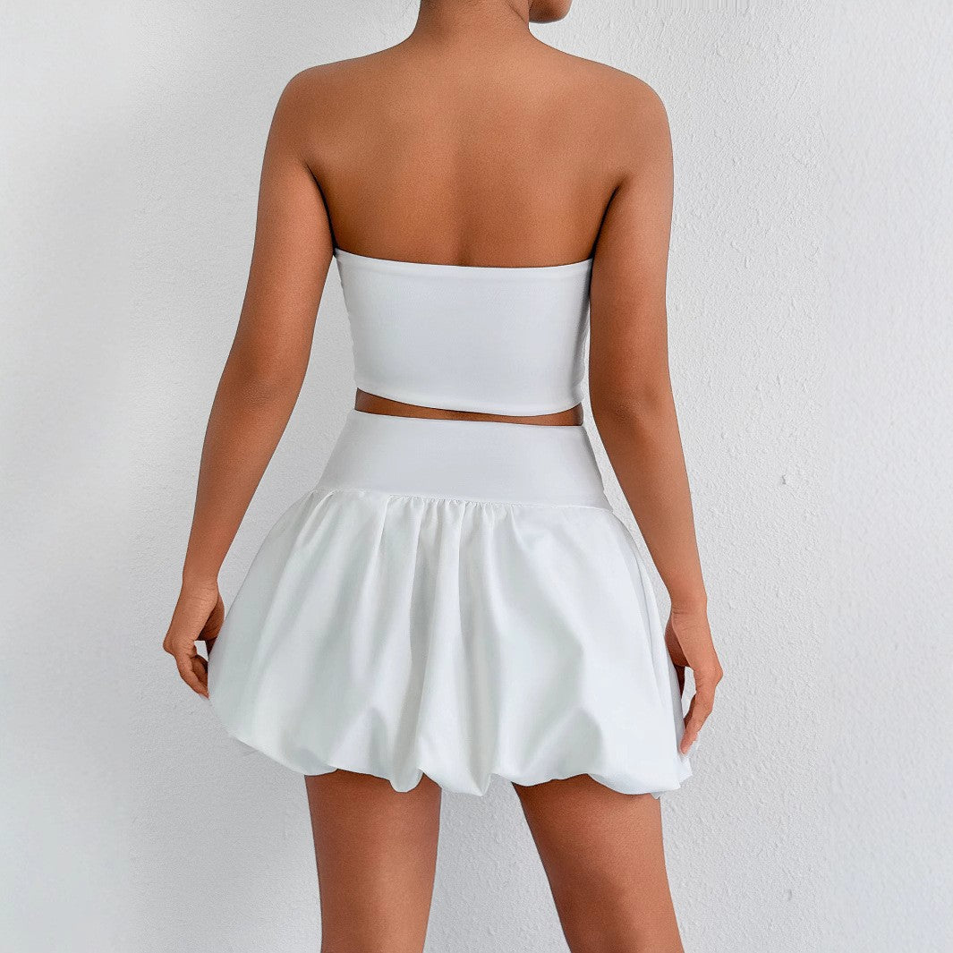 Damen Bandeau Mini Kleid mit Cut-Out-Details und voluminösem Rock Echo Archiv