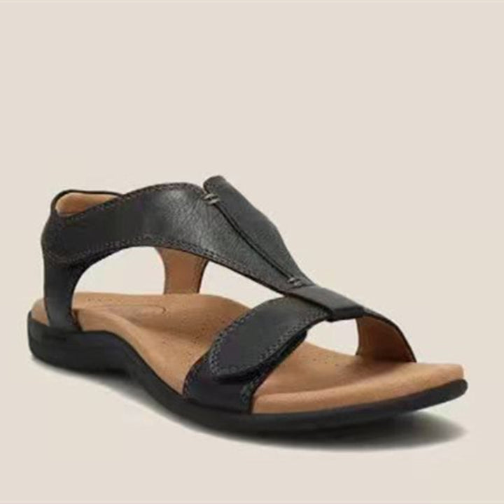 Damen Bequeme Flache Sandalen mit ergonomischem Kork‑Komfortfußbett und Klettverschluss – Sorelia