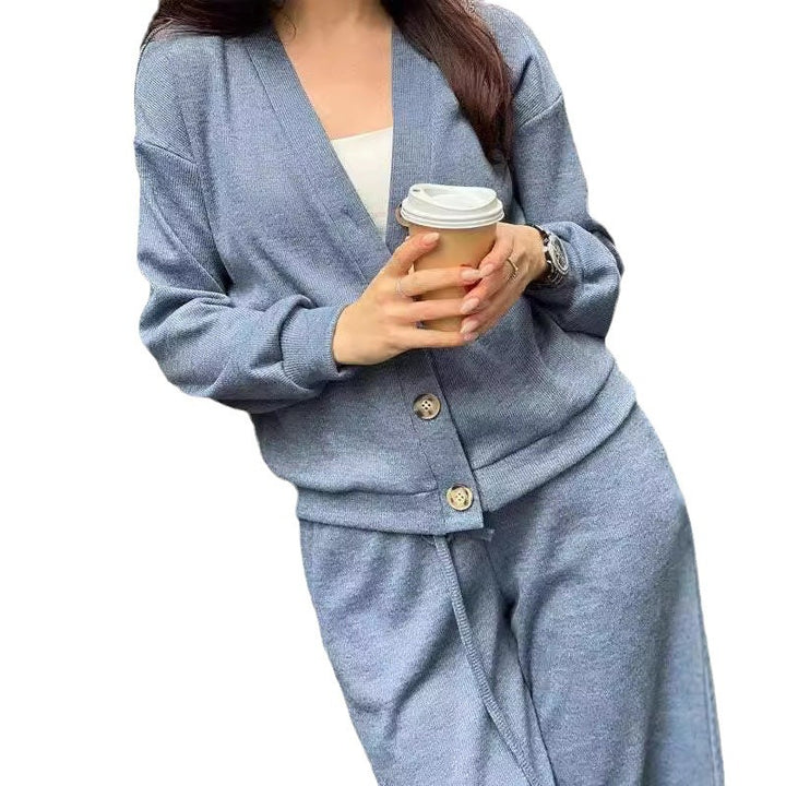 Damen Bequemes Strick-Jumpsuit mit Knopfdetails und weitem Schnitt Echo Archiv