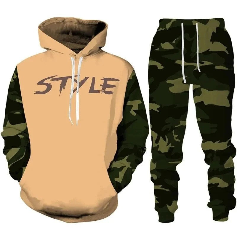 Herren Stylisches Kapuzensweatshirt und Jogginghose Set Echoarchiv